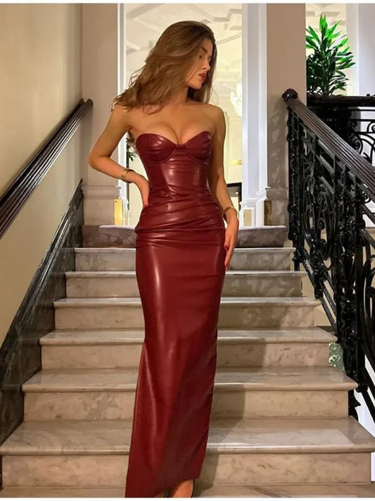 Vintage Bordo Kırmızı Kolsuz Backless Abiye ve Düğün Elbisesi